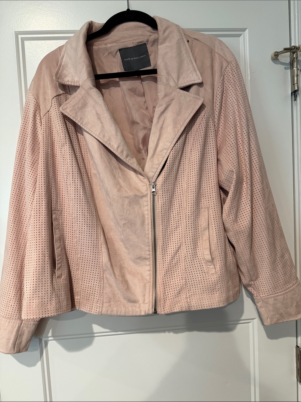 Kate & Mallory Blush Perforated Moto Jacket